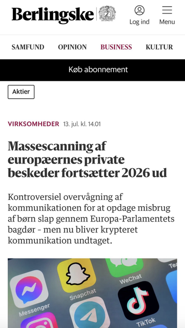 Screenshot fra Berlingske artikel