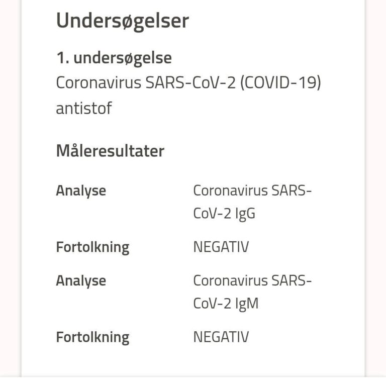 For nyligt fik jeg taget en blodprøve for antistoffer mod COVID-19. Resultatet kom i dag og var negativt. Det havde jeg nu også forventet, da jeg ikke har haft symptomer. Men skal jeg egentlig være ked af eller glad for det resultat? #covid19dk #covid19 #læger #yngrelæger