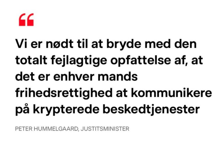 Fuldstændig uenig med Peter Hummelgaard, det er en fundamental rettighed at kunne kommunikere med hinanden uden at nogen snager. Vi skal passe på ikke at sætte vores frihedsrettighederne billigt til salg #dkpol