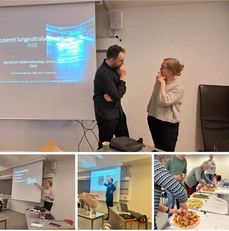 Vi er glade for ultralyd i geriatrien, og i dag blev geriatere i Region Syddanmark lidt klogere på hvad ultralyd kan bruges til ved de ældre patienter. Tak til Siri og Kristoffer for at stille op til Geriatrisk Uddannelsesdag #dksund #geriatri
