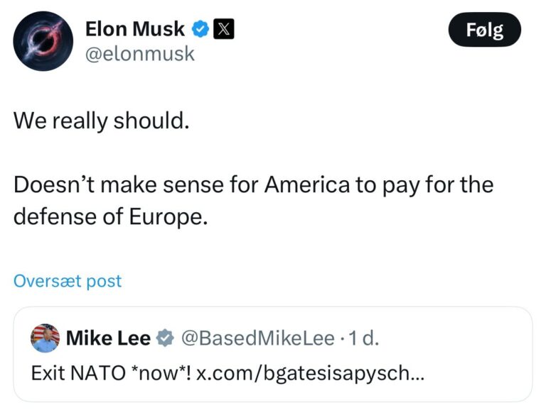 Trump og Elon Musk har meldt klart ud at de ikke støtter NATO, og der er derfor ingen vej udenom en alternativ forsvarsalliance