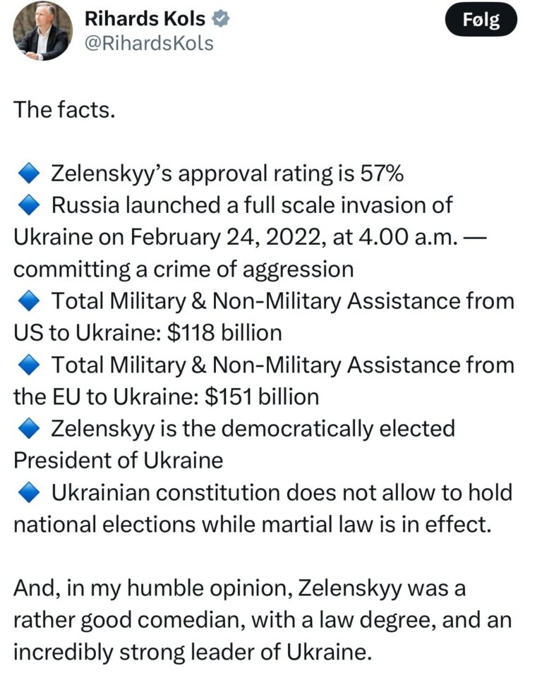 Trump turnerer med påstande om at USA bidrager mest til Ukraine, mens EU ikke betaler nok. Men faktisk er det omvendt, det er EU der bidrager mest. Trump fortæller den ene løgn efter den anden, forhåbentlig går det også op for de fleste amerikanere på et tidspunkt